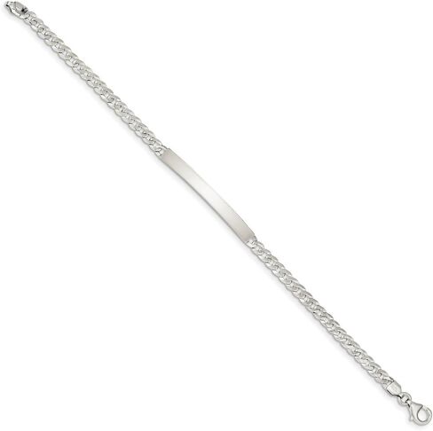 Solid 925 Sterling Silver ID Bracelet Engravable Identification Name Bar Tag - with Secure Lobster Lock Clasp 7.5" (Width = 4mm) in Saudi Arabia