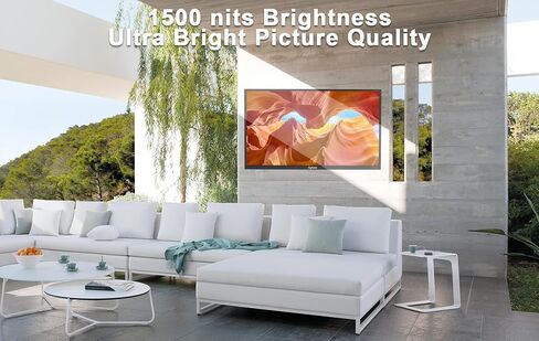 Sylvox 43 inch Outdoor TV, 1500 nits Full Sun Outdoor Smart TV, 4K UHD Outside Television IP55 Weatherproof, Auto Brightness, ATSC & NTSC Tuner, Support Bluetooth & 2.4G WiFi, for Outside, Backyard in Saudi Arabia
