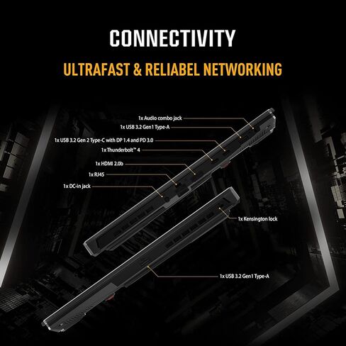 كمبيوتر محمول للألعاب Asus 2022 TUF Dash F15، شاشة 15.6 بوصة FHD 144 هرتز IPS، الجيل الثاني عشر Intel Core i7-12650H، GeForce RTX 3060، 32 جيجا DDR5، 1 تيرابايت SSD، HDMI، RJ45، WiFi 6، ويندوز 11، أسود، (FX517ZM) in Kuwait