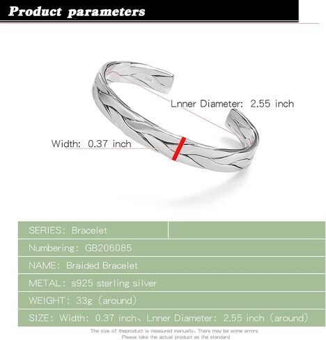 Fashion Men & Women 925 Sterling Silver Bracelet Simple Cuff Bangles Couples Jewelry For Him Her Adjustable Bracelet in a Pretty Gift Box in Kuwait