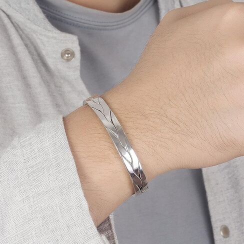Fashion Men & Women 925 Sterling Silver Bracelet Simple Cuff Bangles Couples Jewelry For Him Her Adjustable Bracelet in a Pretty Gift Box in Kuwait
