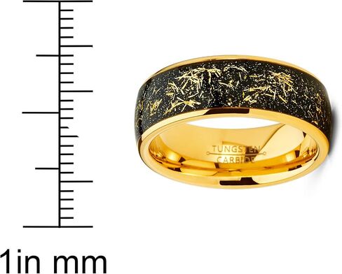 Metal Masters Co. Unisex Men's Tungsten Wedding Band Engagement Ring Star Dust and Gold Tone Metal Shavings 8mm in Saudi Arabia