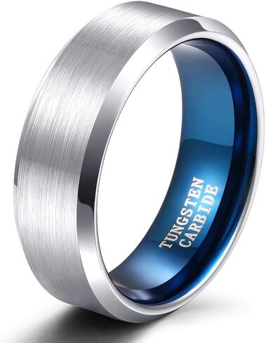 TRUMIUM 4 مللي متر 6 مللي متر 8 مللي متر خاتم زواج من التنجستن للرجال والنساء فضي أزرق نغمتين مقبب مطفي لمسة نهائية مريحة تناسب 4-15 in Kuwait