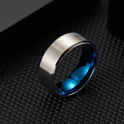 Stfery Wedding Bands Personalized, Nontraditional Engagement Ring Matte Brushed Stainless Steel Western Jewelry Decor Gifts for Couples Women Men in Saudi Arabia