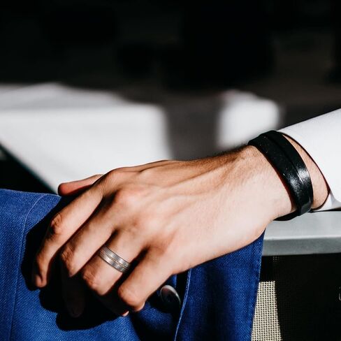 TRUMIUM 8 مللي متر خاتم تنجستن رجالي مخدد حلقات حبل ذهبي مضفر lnlay خاتم زفاف مطفأ اللمعة مريح مناسب مقاس 7-13 in Kuwait