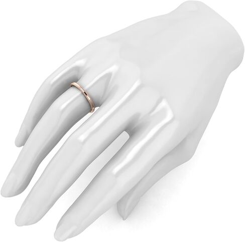 LANDA JEWEL الصلبة 10k زهرة بيضاء الذهب الأصفر 2mm شكل المحكمة الخفيفة الراحة صالح مصقول خاتم الزواج Milgrain الفرقة in Kuwait