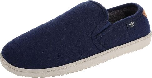 Dockers Men's Slippers Twin-Gore Slip-On Faux Wool, Navy, Size 16 in Kuwait