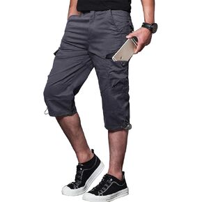 Match Cargo Shorts Youth Ripstop Cargo Shorts for Men with Multi-Pocket Purplish Grey in Saudi Arabia