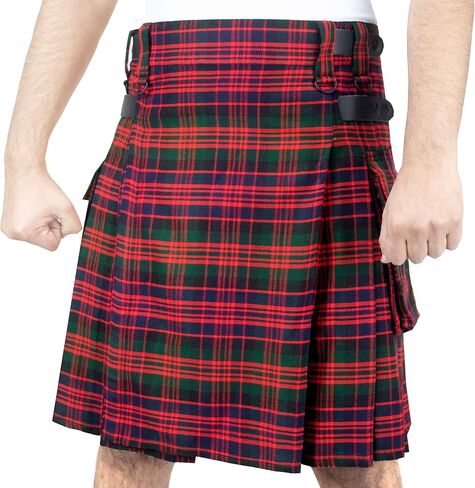 DSS KILTS- Tartan Utility Kilts for Men 13oz Tartan Kilt with Leather Straps and Large Cargo Pockets in Saudi Arabia