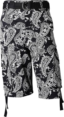 Hat and Beyond Mens Paisley Cargo Shorts Heavyweight Big and Tall Multi Pocket Outdoor Twill Shorts Belt in Saudi Arabia