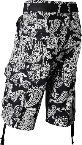Hat and Beyond Mens Paisley Cargo Shorts Heavyweight Big and Tall Multi Pocket Outdoor Twill Shorts Belt in Saudi Arabia