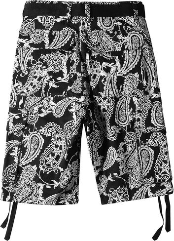 Hat and Beyond Mens Paisley Cargo Shorts Heavyweight Big and Tall Multi Pocket Outdoor Twill Shorts Belt in Saudi Arabia