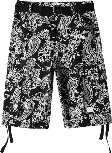 Hat and Beyond Mens Paisley Cargo Shorts Heavyweight Big and Tall Multi Pocket Outdoor Twill Shorts Belt in Saudi Arabia