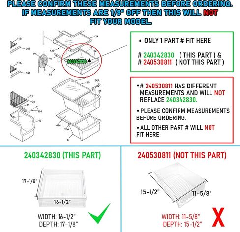 UPGRADED Lifetime Appliance 240342830 Meat Pan Crisper Bin Compatible with Frigidaire Refrigerator in Saudi Arabia