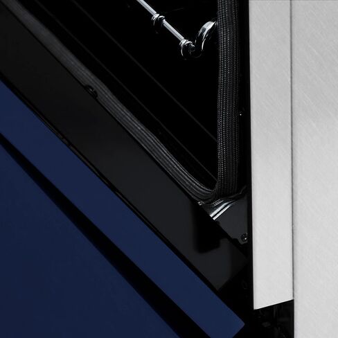 ZLINE 24" 2.8 cu. ft. Dual Fuel Range with Gas Stove and Electric Oven in DuraSnow® Stainless Steel and Blue Gloss Door (RAS-BG-24) in Saudi Arabia