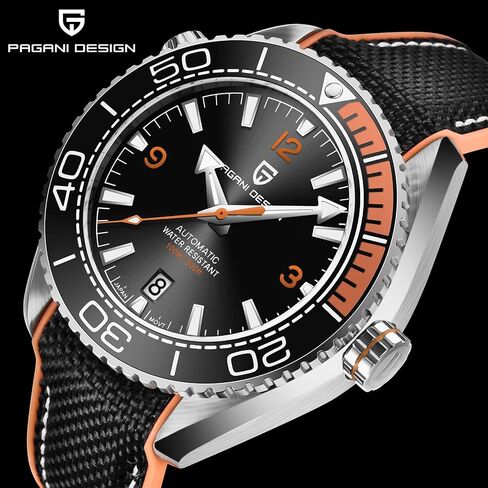 Men's Wrist Watch Pagani Design Automatic Mechanical Stainless Steel Sports Diving Watch NH35 Movement, Sapphire Glass,Nylon Rubber Strap, Brand Elegant Watch for Men in Saudi Arabia