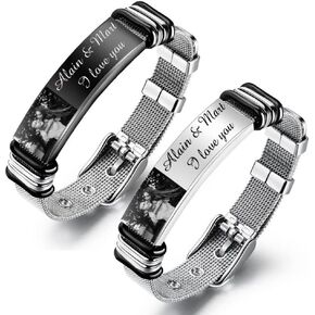 Lovejewelry Personalized Name Photo Bracelet for Men Customized Picture Bracelet Gifts for Boyfriend Husband Brother Father in Saudi Arabia