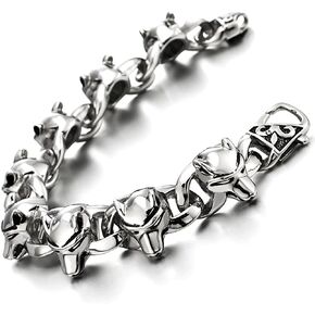 COOLSTEELANDBEYOND Biker Punk Stainless Steel Link of Wolf Bracelet for Men for Polished in Saudi Arabia
