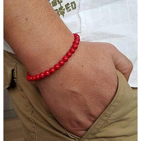 RED Coral Bracelet Mens Wumens Bracelets Mens Jewelry Genuine Coral Bracelet Beaded Bracelet Bracelet Men 6mm Beadeds by Gemswholesale in Saudi Arabia