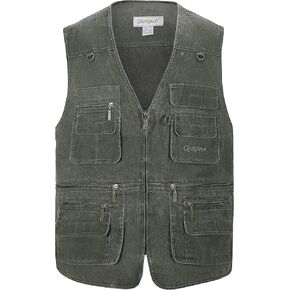 Gihuo Men's Fishing Vest Utility Travel Safari Cargo Vest with Pockets