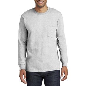 JustBlanks Mens 100% Cotton Casual Tall Long Sleeves Regular Fit Essential Pocket T-Shirt in Kuwait