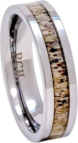 PCH Jewellers دير قرن الوعل الدائري التنغستن 6mm شقة أعلى الزفاف الفرقة / هدية الرجال النساء 6-13 in Kuwait