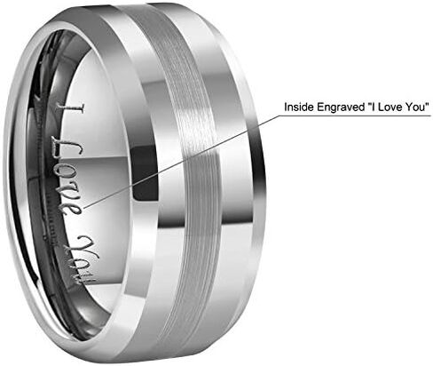 CROWNAL 6mm 8mm 10mm Silver/Gold Tungsten Carbide Wedding Band Ring Engraved I Love You Men Women Brushed Strip Beveled Edge Size 4 to 17 in Saudi Arabia