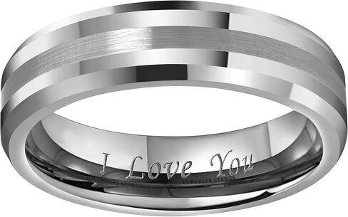 CROWNAL 6mm 8mm 10mm Silver/Gold Tungsten Carbide Wedding Band Ring Engraved I Love You Men Women Brushed Strip Beveled Edge Size 4 to 17 in Saudi Arabia