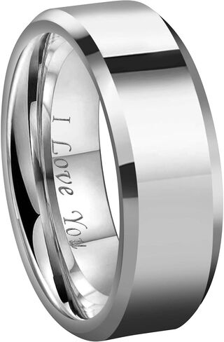 CROWNAL 6mm 8mm 10mm Silver/Gold Tungsten Carbide Wedding Band Ring Engraved I Love You Men Women Brushed Strip Beveled Edge Size 4 to 17 in Saudi Arabia
