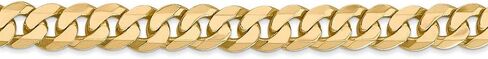 Solid 14k Yellow Gold 7.25mm Beveled Curb Cuban Link Bracelet - with Secure Lobster Lock Clasp in Saudi Arabia