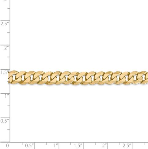 Solid 14k Yellow Gold 7.25mm Beveled Curb Cuban Link Bracelet - with Secure Lobster Lock Clasp in Saudi Arabia