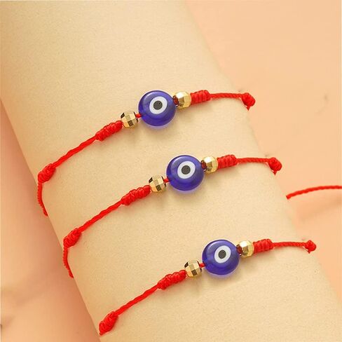 SONNYX 16 Set Evil Eye String Kabbalah Bracelets 7 Knots Bracelets Adjustable Hand-Woven Red Rope Cord Thread Braided Bracelet Protection Lucky Amulet Bracelet for Women Men in Kuwait