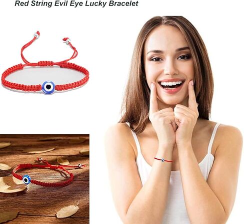SONNYX 16 Set Evil Eye String Kabbalah Bracelets 7 Knots Bracelets Adjustable Hand-Woven Red Rope Cord Thread Braided Bracelet Protection Lucky Amulet Bracelet for Women Men in Kuwait