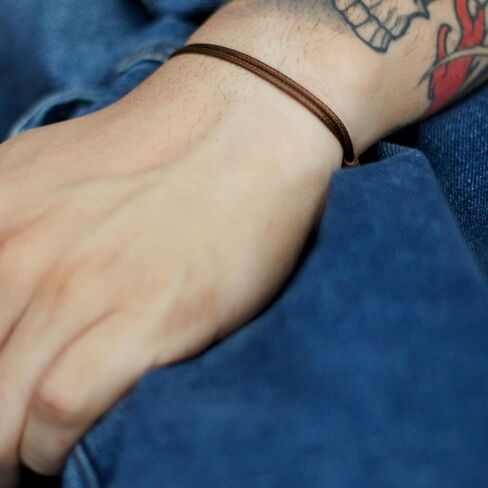 Generic Adjustable Wax Nylon Cord Bracelet for Men or Women - Leather imitation string Unisex Adult Waterproof Boy Girl Friendship Gift (Brown),One Size in Saudi Arabia