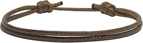 Generic Adjustable Wax Nylon Cord Bracelet for Men or Women - Leather imitation string Unisex Adult Waterproof Boy Girl Friendship Gift (Brown),One Size in Saudi Arabia