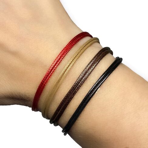 Generic Adjustable Wax Nylon Cord Bracelet for Men or Women - Leather imitation string Unisex Adult Waterproof Boy Girl Friendship Gift (Brown),One Size in Saudi Arabia