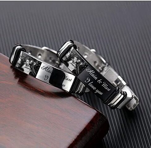 Lovejewelry Personalized Name Photo Bracelet for Men Customized Picture Bracelet Gifts for Boyfriend Husband Brother Father in Saudi Arabia