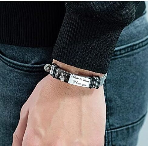 Lovejewelry Personalized Name Photo Bracelet for Men Customized Picture Bracelet Gifts for Boyfriend Husband Brother Father in Saudi Arabia