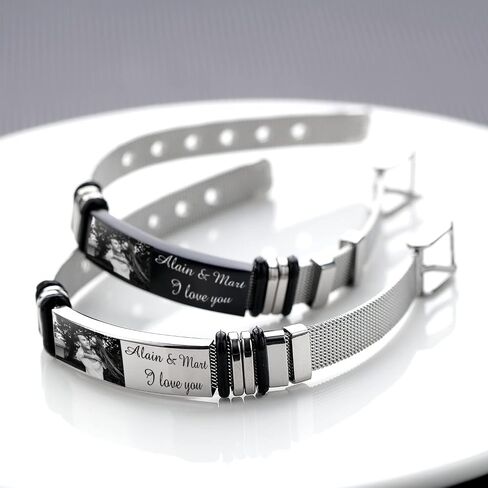 Lovejewelry Personalized Name Photo Bracelet for Men Customized Picture Bracelet Gifts for Boyfriend Husband Brother Father in Saudi Arabia