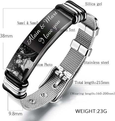Lovejewelry Personalized Name Photo Bracelet for Men Customized Picture Bracelet Gifts for Boyfriend Husband Brother Father in Saudi Arabia