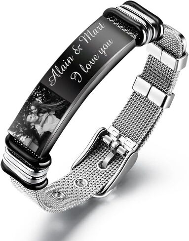 Lovejewelry Personalized Name Photo Bracelet for Men Customized Picture Bracelet Gifts for Boyfriend Husband Brother Father in Saudi Arabia