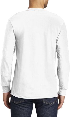JustBlanks Mens 100% Cotton Casual Tall Long Sleeves Regular Fit Essential Pocket T-Shirt in Saudi Arabia