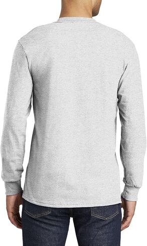 JustBlanks Mens 100% Cotton Casual Tall Long Sleeves Regular Fit Essential Pocket T-Shirt in Saudi Arabia