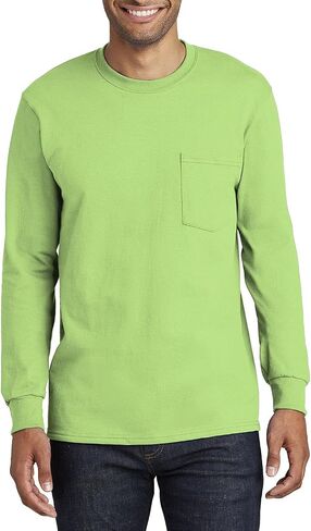 JustBlanks Mens 100% Cotton Casual Tall Long Sleeves Regular Fit Essential Pocket T-Shirt in Saudi Arabia