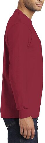 JustBlanks Mens 100% Cotton Casual Tall Long Sleeves Regular Fit Essential Pocket T-Shirt in Saudi Arabia