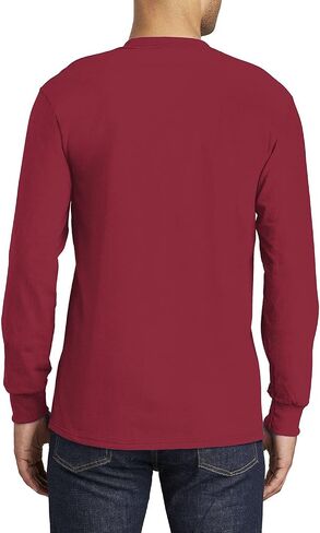 JustBlanks Mens 100% Cotton Casual Tall Long Sleeves Regular Fit Essential Pocket T-Shirt in Saudi Arabia