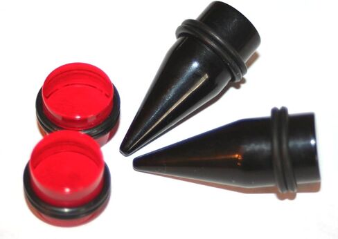 Zaya Body Jewelry Pair of Black Tapers and Red Plugs Ear Stretching Kit Gauges Gauging Plugs 1/2 9/16 5/8 3/4 7/8 1 inch in Saudi Arabia