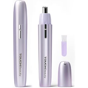 TOUCHBeauty Nose Hair Trimmer for Women: Professional Painless Eyebrow & Facial Hair Trimmer for Women - Battery-Operated Trimmer with IPX7 Waterproof - Dual Edge Blades for Easy Cleansing