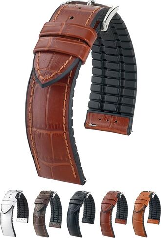 Hirsch Paul Embossed Calf Leather Watch Strap - Performance Band - 18mm, 20mm, 21mm, 22mm, 24mm - Length - Attachment Width / Buckle Width - Quick Release Watch Band in Kuwait