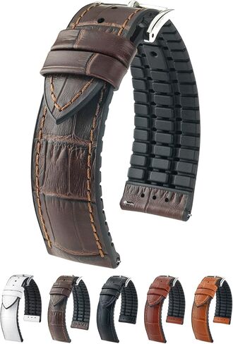 Hirsch Paul Embossed Calf Leather Watch Strap - Performance Band - 18mm, 20mm, 21mm, 22mm, 24mm - Length - Attachment Width / Buckle Width - Quick Release Watch Band in Kuwait